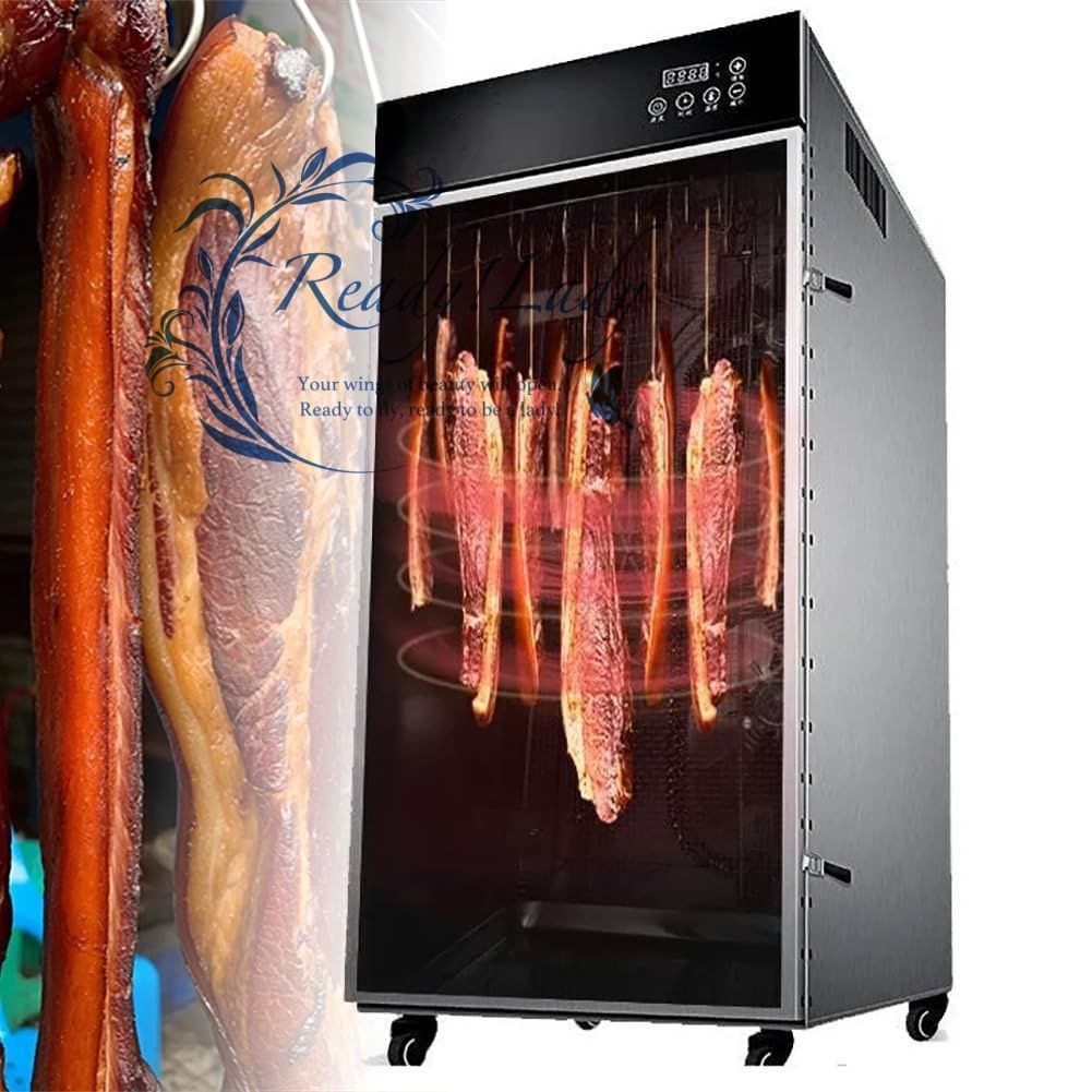 360°回転ロータリーミートドライヤー 業務用ソーセージ脱水機 ステンレス鋼回転ソーセージベーコンチキンアヒル魚ビーフドライヤー 24時間デジタルタイマー付き 35 90° C調節 なサーモスタット onlydryer