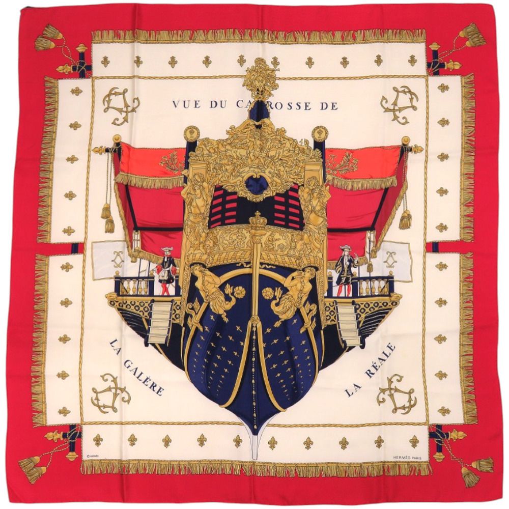 美品 エルメス カレ90 クイーンの戴冠式 VUE DU CARROSSE DE LA GALERE