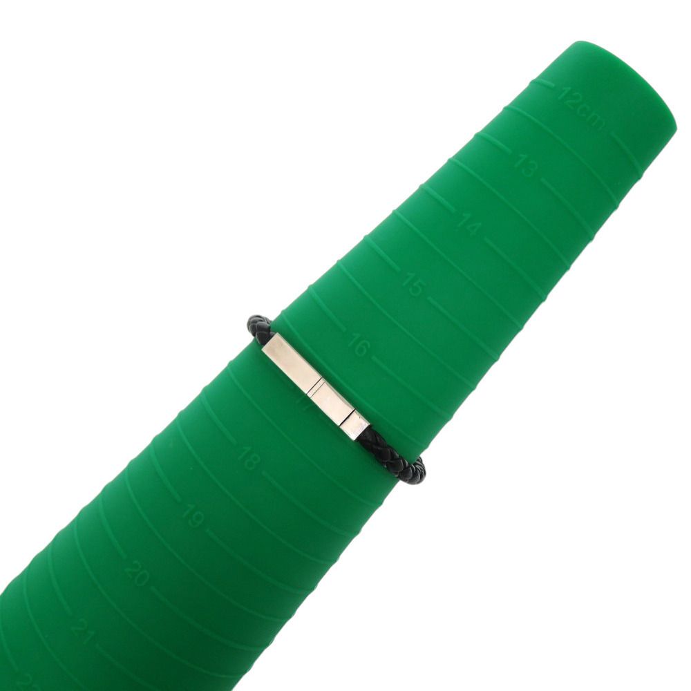 ボッテガ ヴェネタ レザー シルバー925 シルバー金具 ブラック 黒 ブレスレット 0631 BOTTEGAVENETA