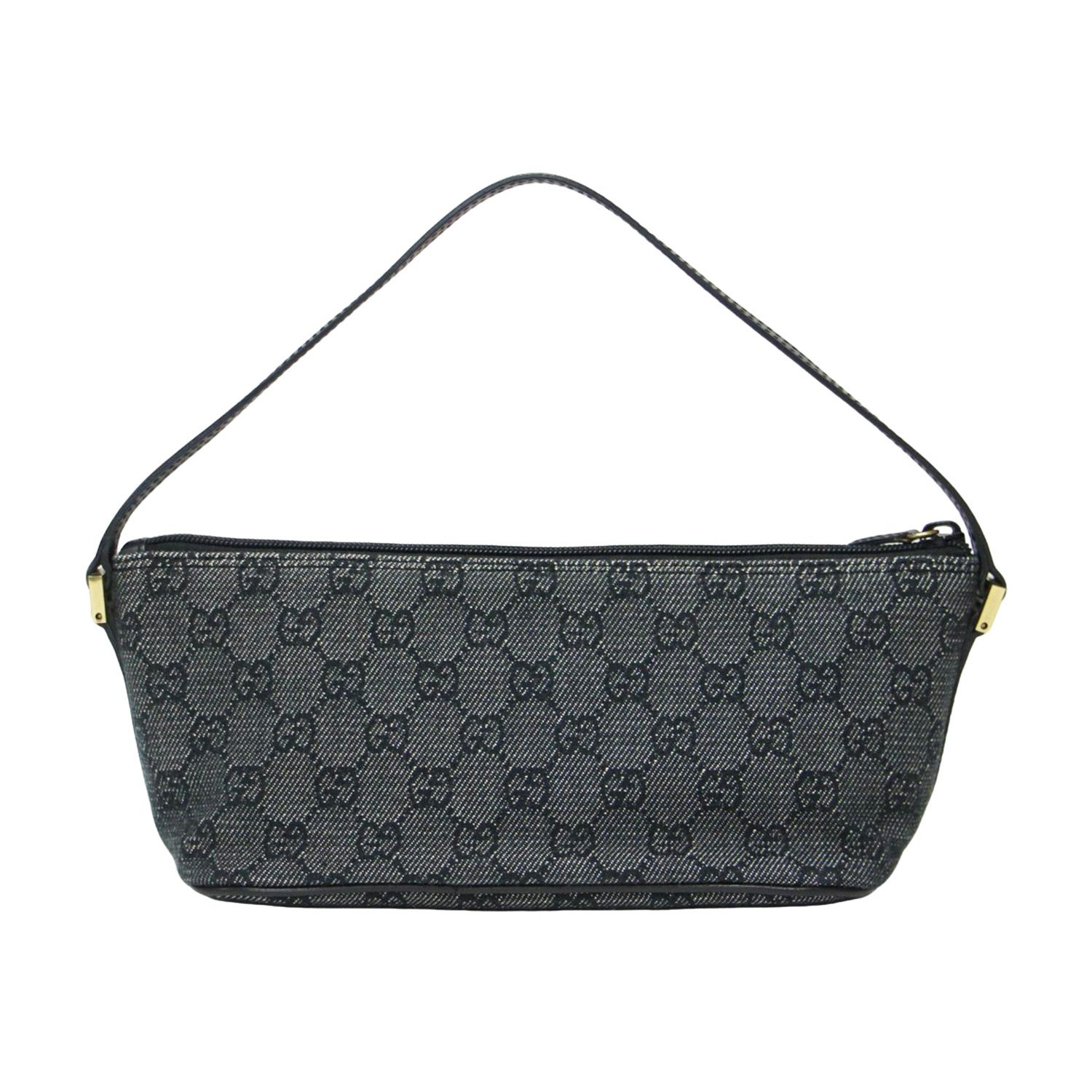 レア美品✨GUCCI ポーチ ハンドバッグ gg キャンバス デニム グレー GUCCI グッチ GGキャンバス デニム アクセサリーポーチ 07198