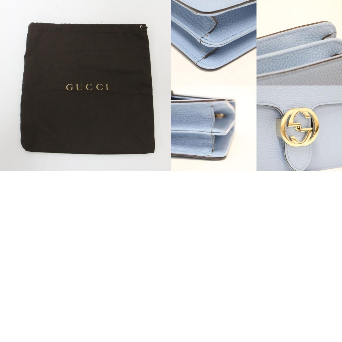 GUCCI グッチ | インターロッキングG ショルダーバッグ | 肩掛け クロスボディ フラップ チェーン ロゴ レザー | ブルー ゴールド | イタリア製 ブランド カバン【レディース】【中古】 GUCCI グッチ | インターロッキングG ショルダーバッグ | 肩掛け