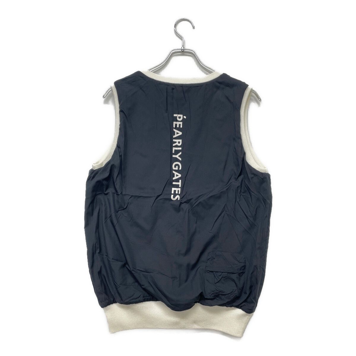 レディース パーリーゲイツ PEARLY GATES ベスト 2 L 白×濃紺 ホワイト×ネイビー リバーシブル Vネック ニット