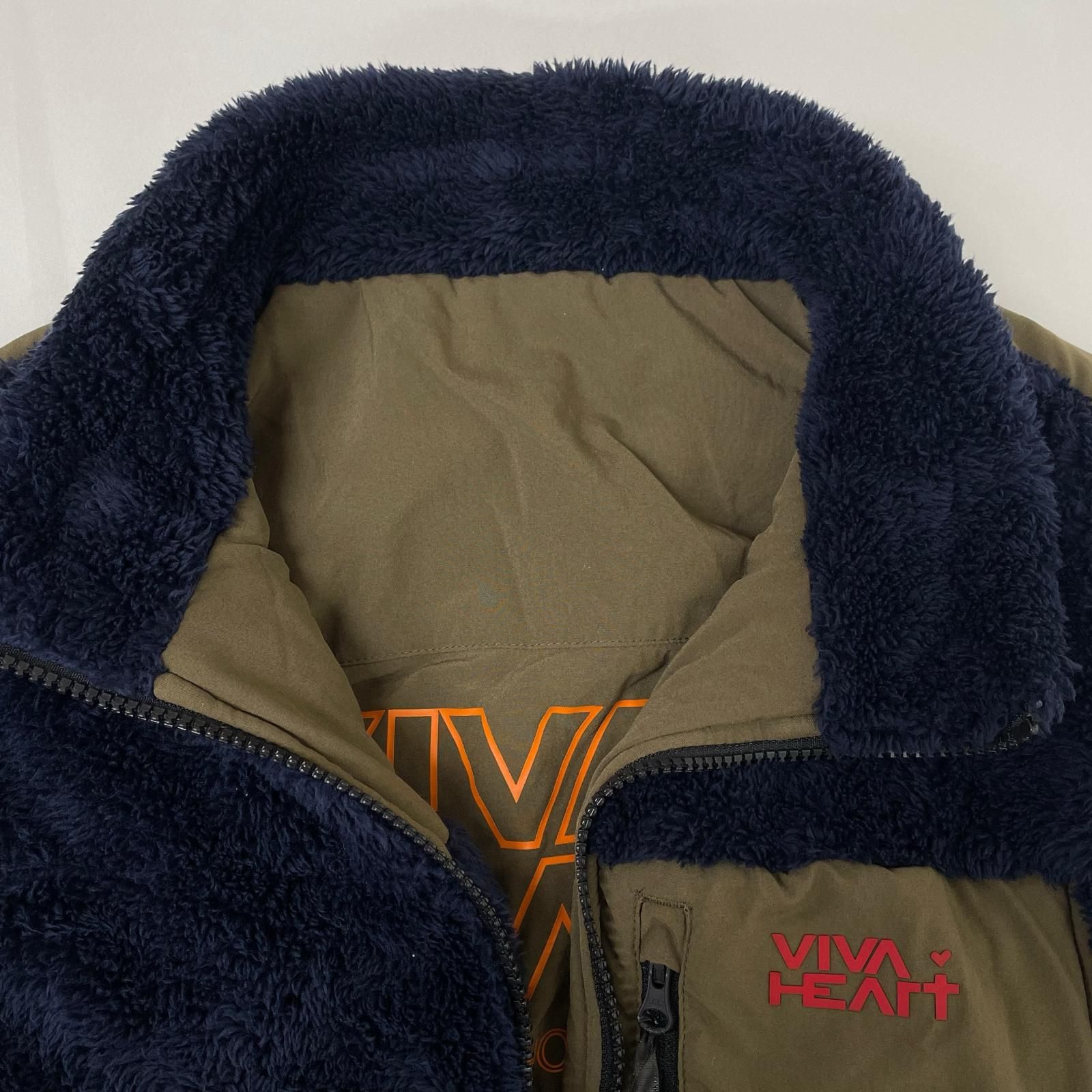 メンズ ビバハート VIVA HEART ベスト 52(LL) 紺×カーキ リバーシブル