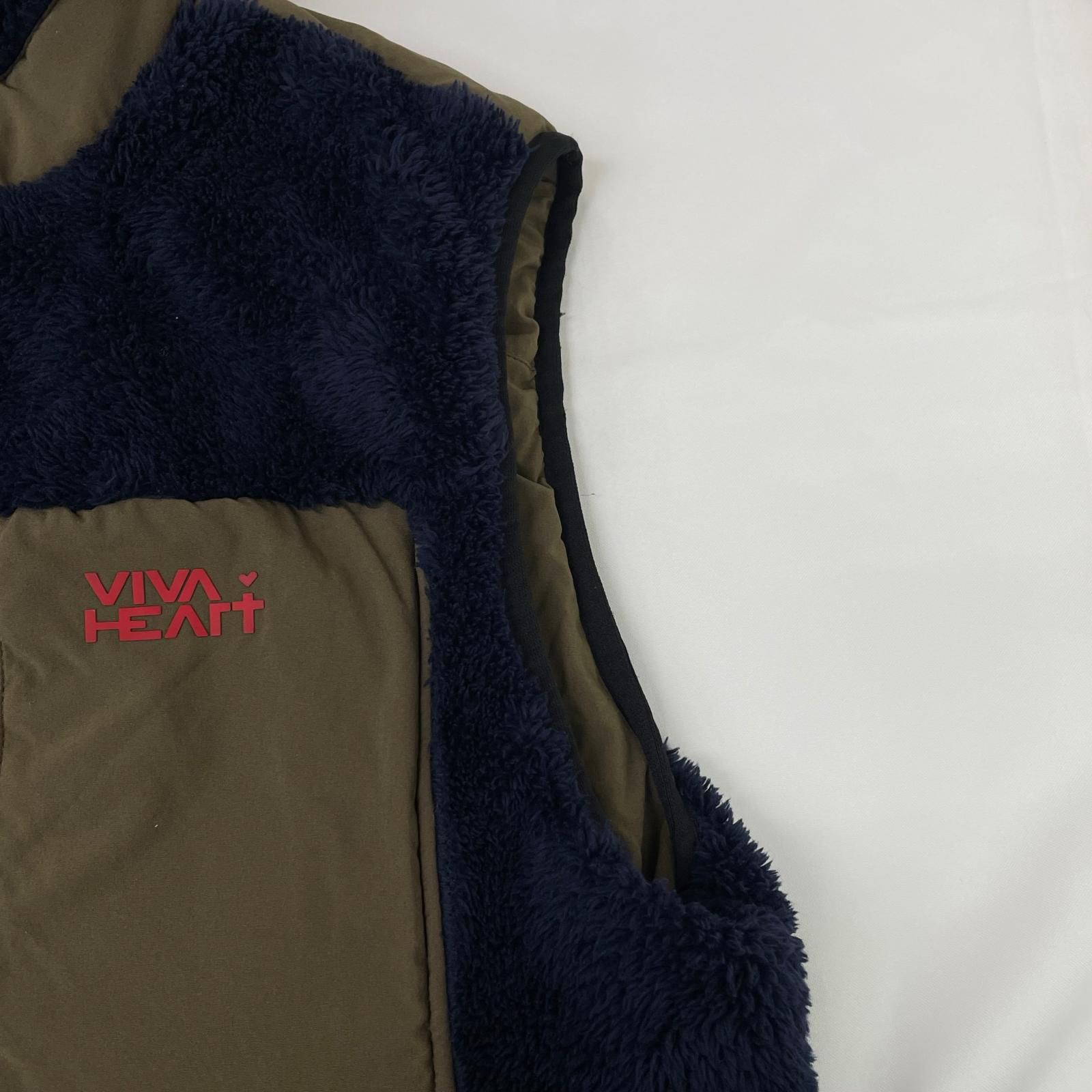 メンズ ビバハート VIVA HEART ベスト 52(LL) 紺×カーキ リバーシブル