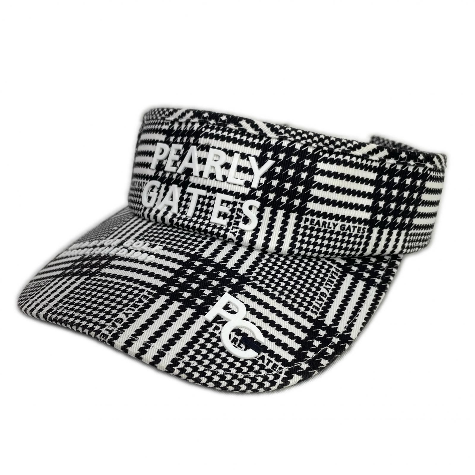 中古 パーリーゲイツ PEARLY GATES サンバイザー フリー 白×黒