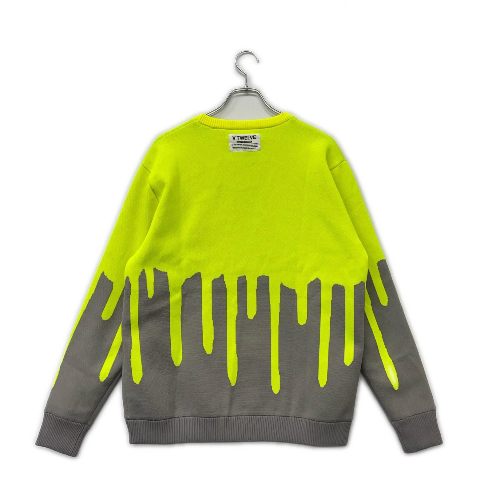 ♥品 メンズ ヴィ トゥエルヴ V 12 ニット XL イエロー×グレー 長袖 クルーネック 防風 保温 ストレッチ