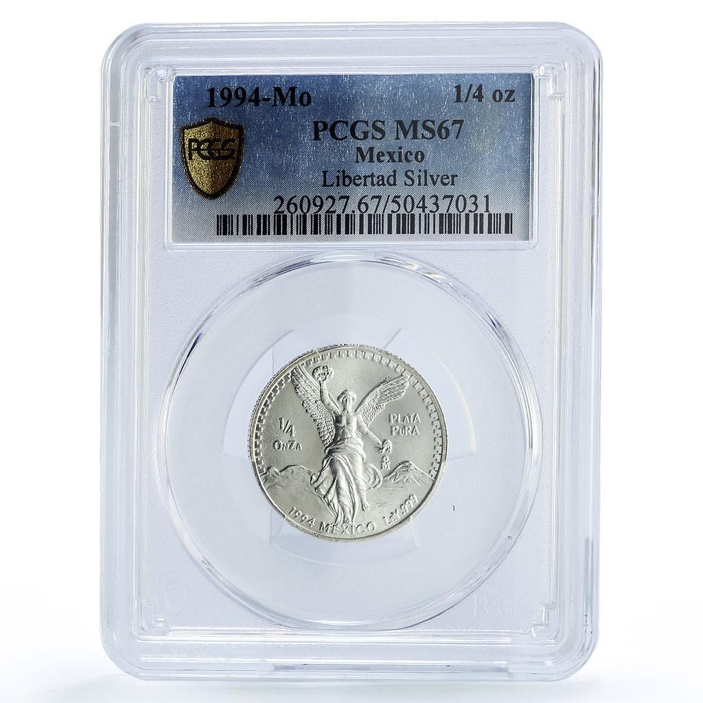 メキシコ 1 4 オンザ リベルタッド 独立の天使 MS 67 PCGS 銀貨 1994年