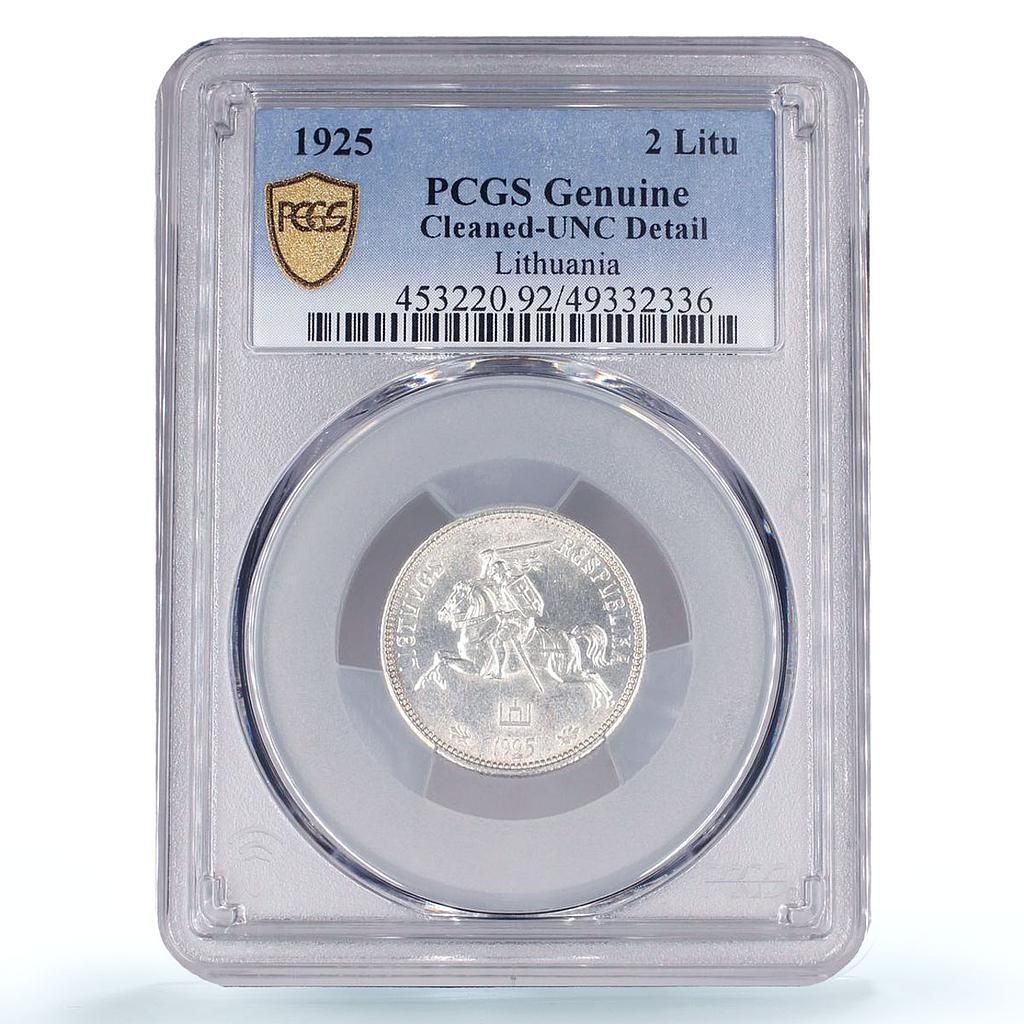 リトアニア 2リトアニア共和国 通常貨幣 KM-77 UNC PCGS 銀貨 1925年
