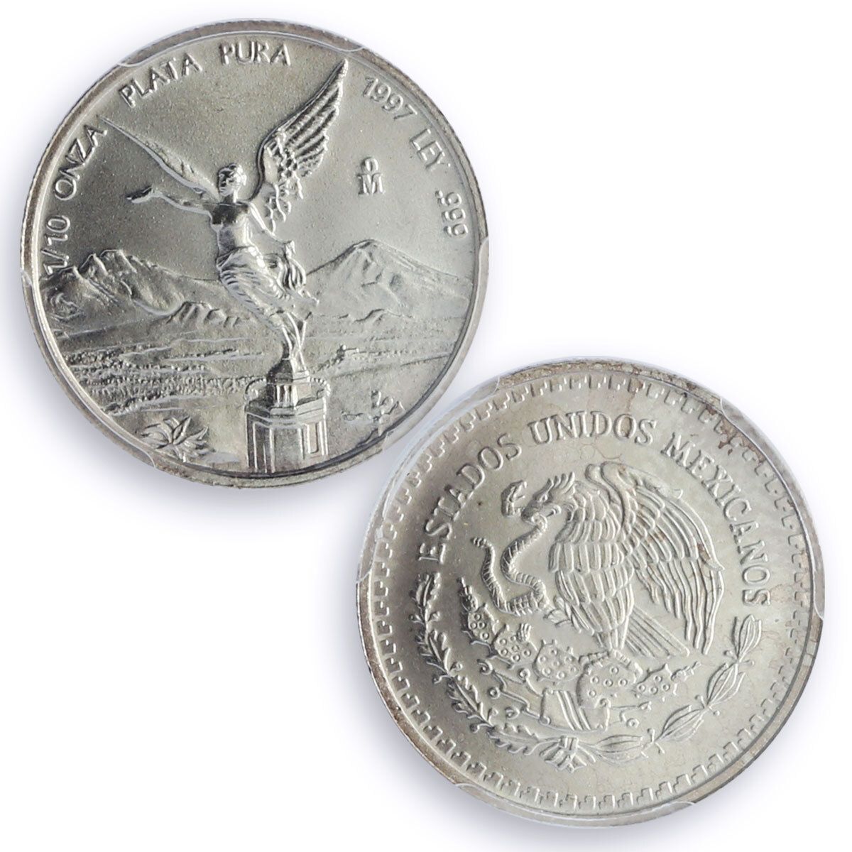 メキシコ 1/10 オンザ・リベルタッド 独立の天使 MS67 PCGS 銀貨 1997