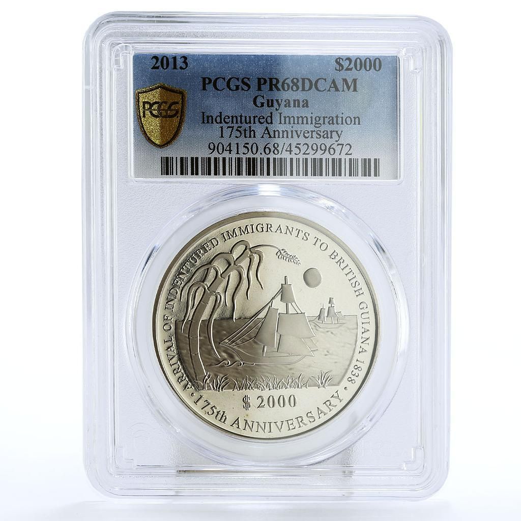 ガイアナ 2000ドル記念年季奉公移民 PR 68 PCGS CuNi コイン 2013