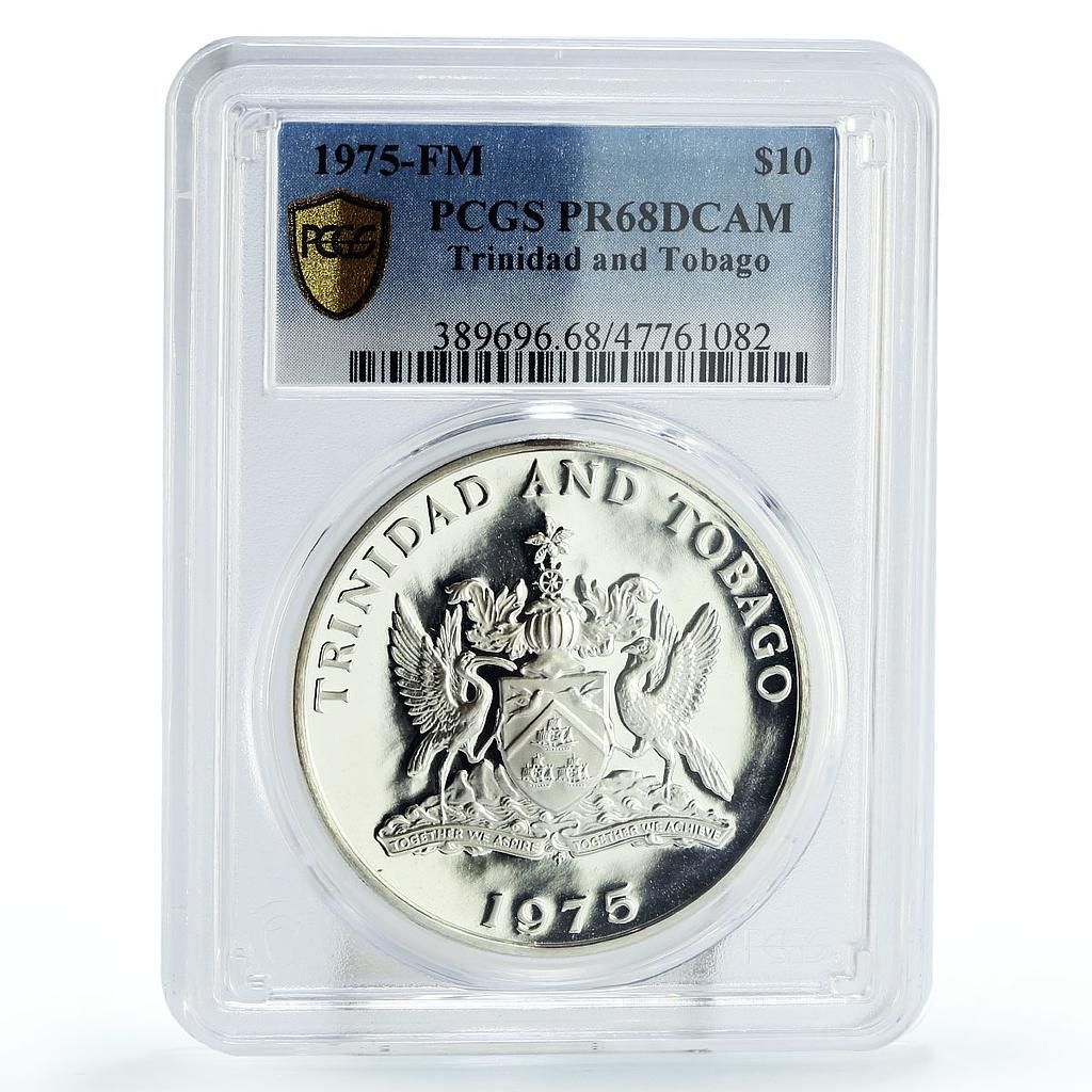 トリニダード・トバゴ 10ドル 10th Independence KM-24a PR68 PCGS