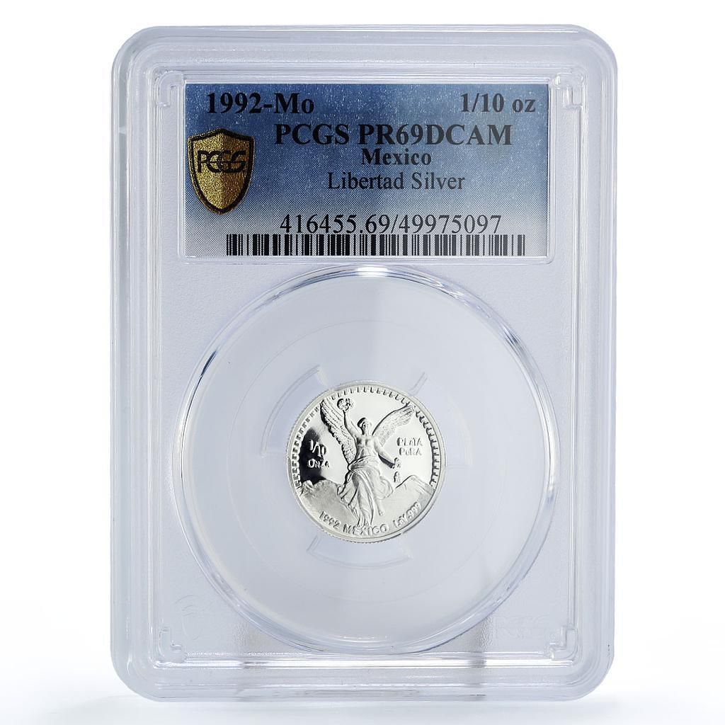 メキシコ 1/10 オンザ・リベルタッド 独立の天使 PR69 PCGS 銀貨 1992