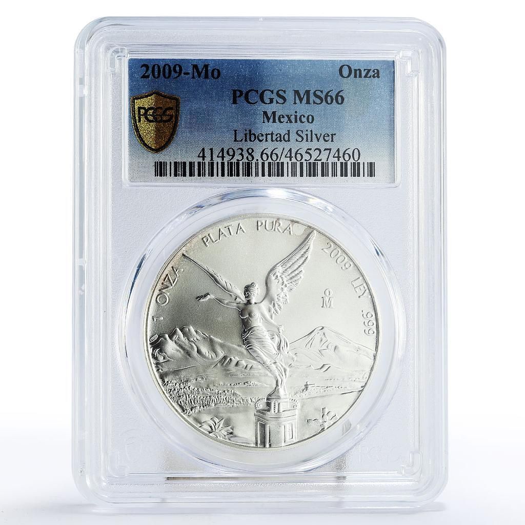 メキシコ 1オンザ・リベルタッド 独立の天使 MS66 PCGS 銀貨 2009