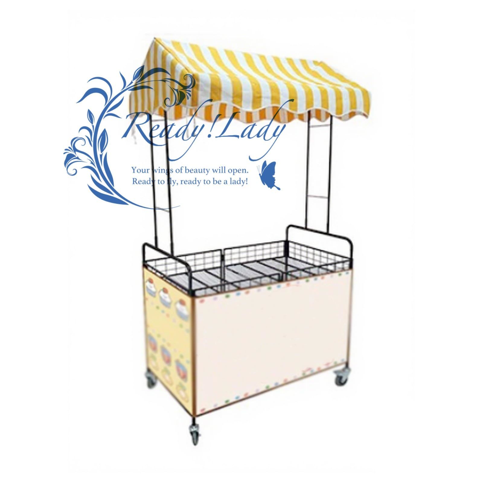 移動式屋台食品販売カート 屋外用折りたたみ式ケータリングカート キャノピー付きメタルプッシュカート 屋台料理やイベント用 Black 110 x 65 cm 3 61 2 13 ft