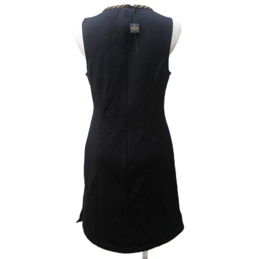 Fendi jeans フェンディジーンズ ブラック ノースリーブ ワンピース フェンディ FENDI JEANS タグ付 ワンピース 切替 裏地ストライプ