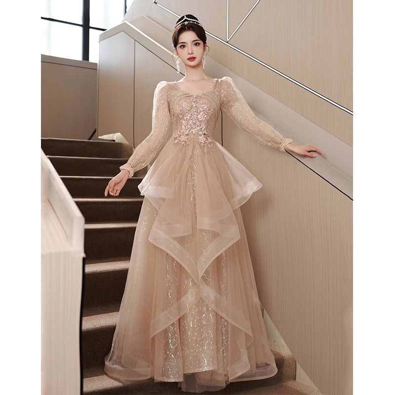 ドレス 大人 パーティードレス ロングドレス フォーマル ワンピース Aライン ロングワンピース 上品 長袖 結婚式 パーティー カジュアル エレガント 二次会 披露宴 花嫁 せ 春 夏 秋 秋冬