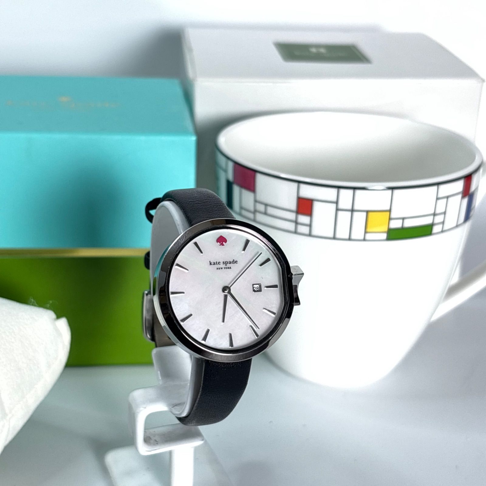 稼働美品 電池交換済 kate spade ケイトスペード ホワイトシェル 時計 