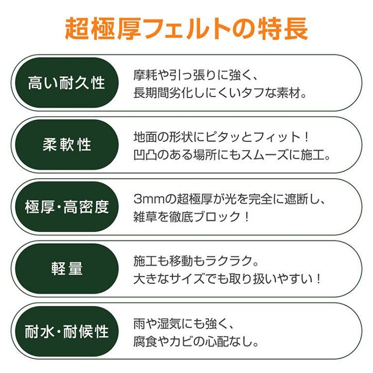 高耐久＆高密度 防草シート 厚手3 mm 1 m 30 除草シート 雑草対策 耐用年数10年 農地|庭|駐車場 DIY 雑草防止シート