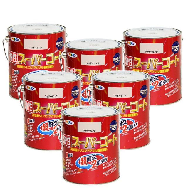 アサヒペン 油性スーパーコート １．６Ｌ シャドーピンク 6缶セット