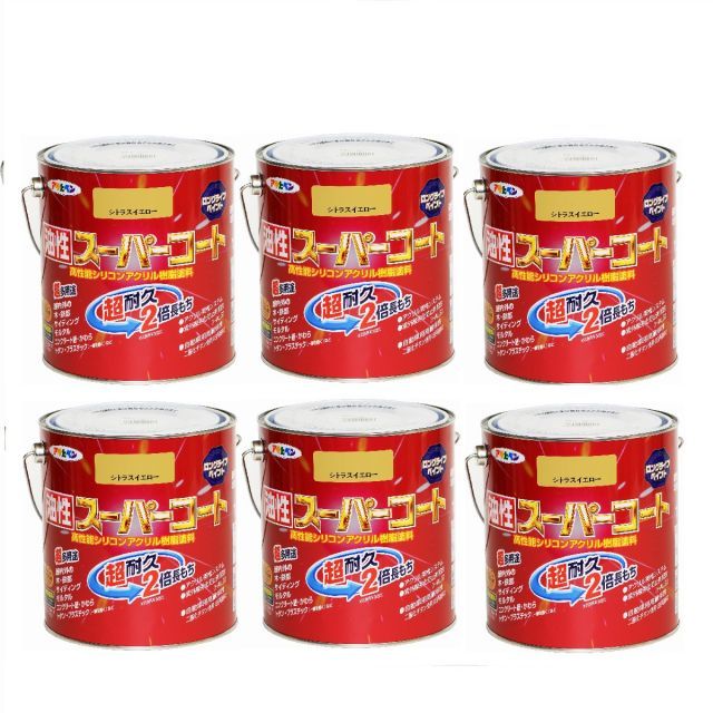 アサヒペン 油性スーパーコート １．６Ｌ シトラスイエロー 6缶セット