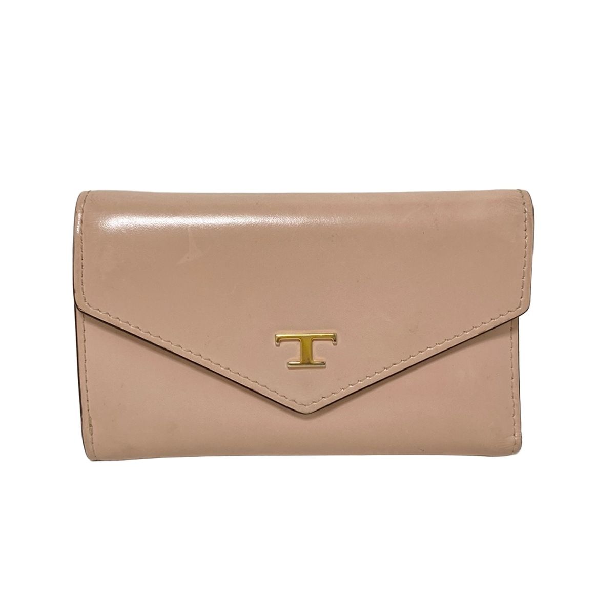 TOD S トッズ 3つ折り財布 ピンクベージュ レザー