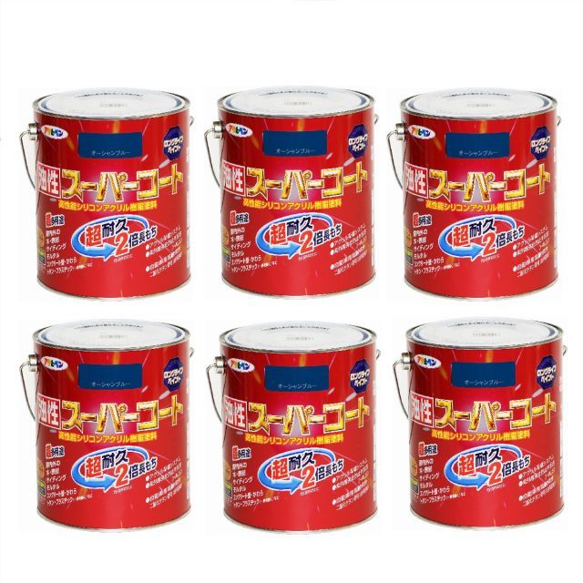 アサヒペン 油性スーパーコート １．６Ｌ オーシャンブルー 6缶セット