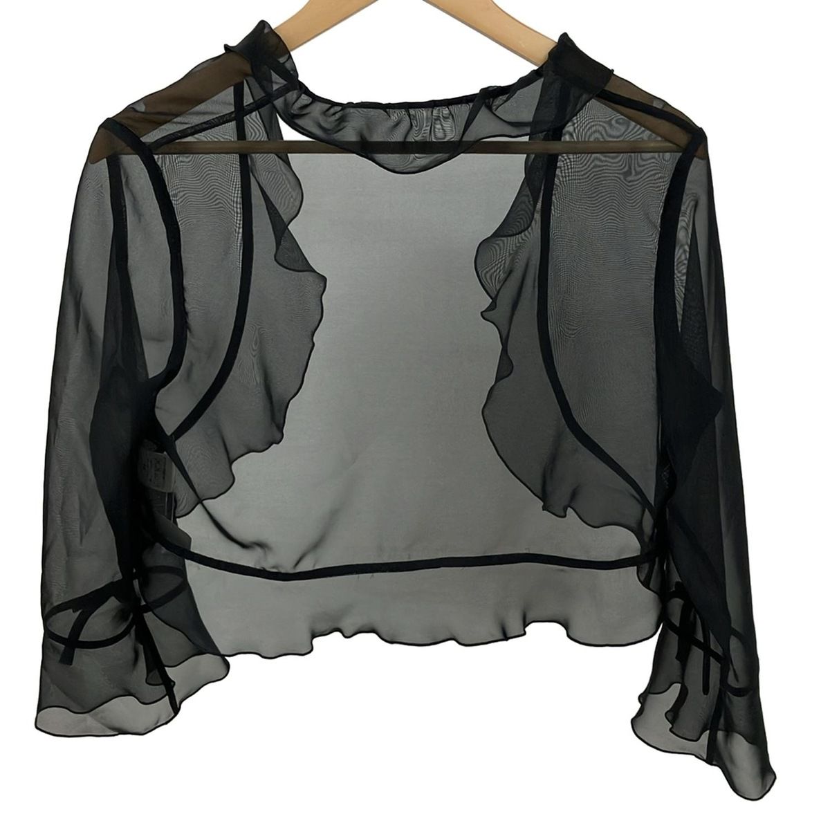 M S GRACY エムズグレイシー ボレロ サイズ40 レディース - 黒 七分袖|フリル|シースルー