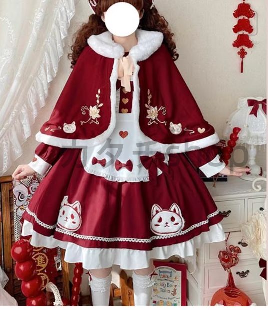 ロリータ オールインワン OP 秋冬 ワンピース マント 厚手 おしゃれ 2025