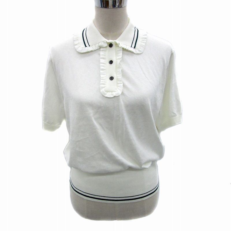 ヨリ yori 25 SS ミニフリルポロニット ポロ 半袖 38 白 ホワイト YR 31-25078 SM MA 3 IBO 83