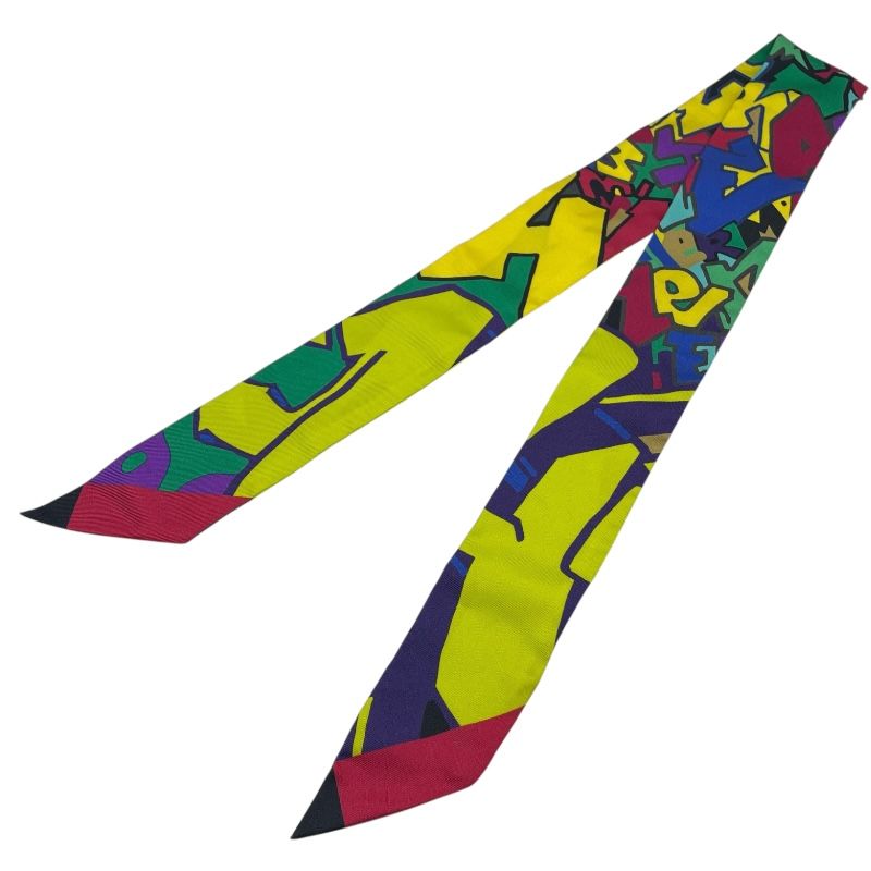 美品　HERMES　エルメス ツイリー　Graff エルメス HERMES ツイリー GRAFF HERMES マルチカラー シルク