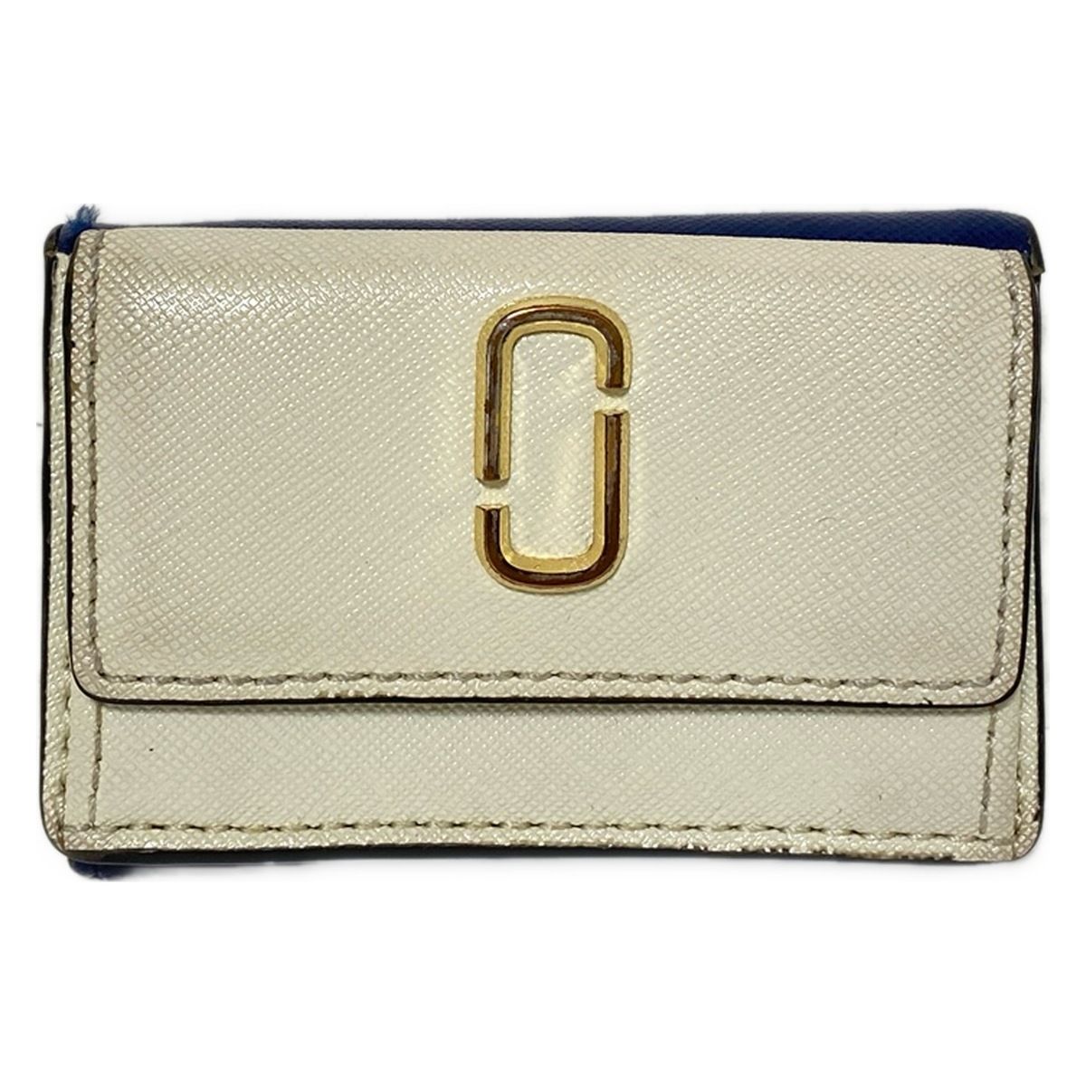 MARC JACOBS マークジェイコブス 3つ折り財布 ザ スナップショット ミニ 三つ折りウォレット 白 ネイビー レザー