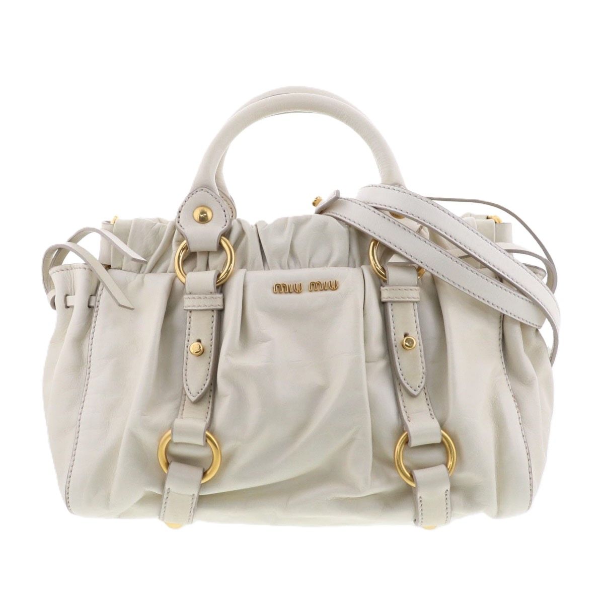 Miu Miu ミュウ ミュウ 2WAY ハンドバッグ レディース レザー ホワイト