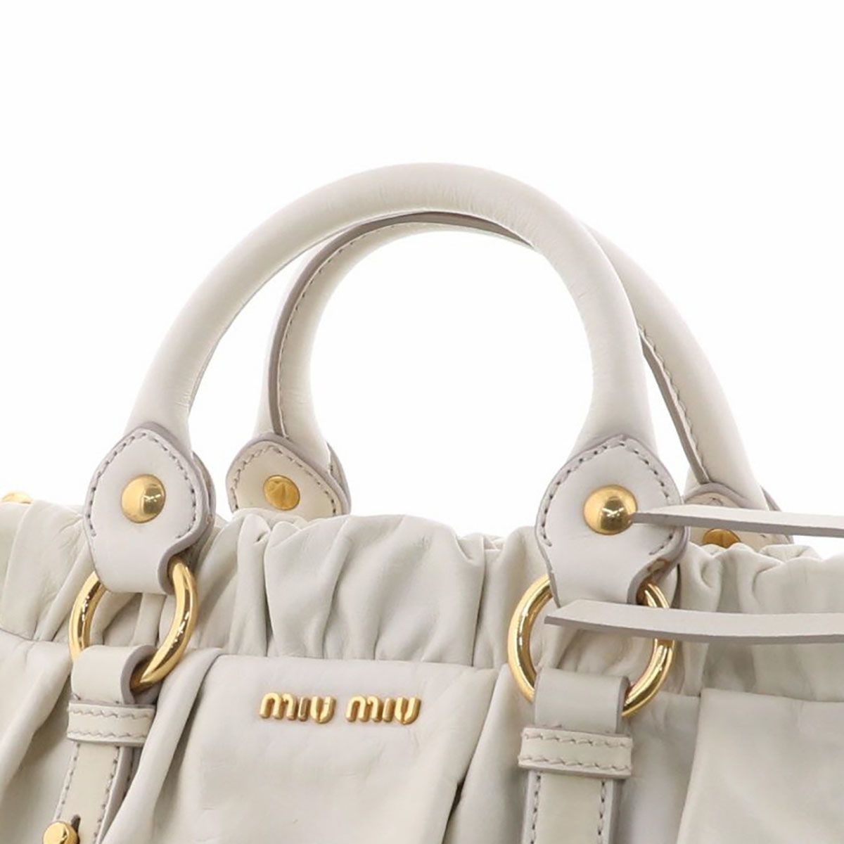 Miu Miu ミュウ ミュウ 2WAY ハンドバッグ レディース レザー ホワイト