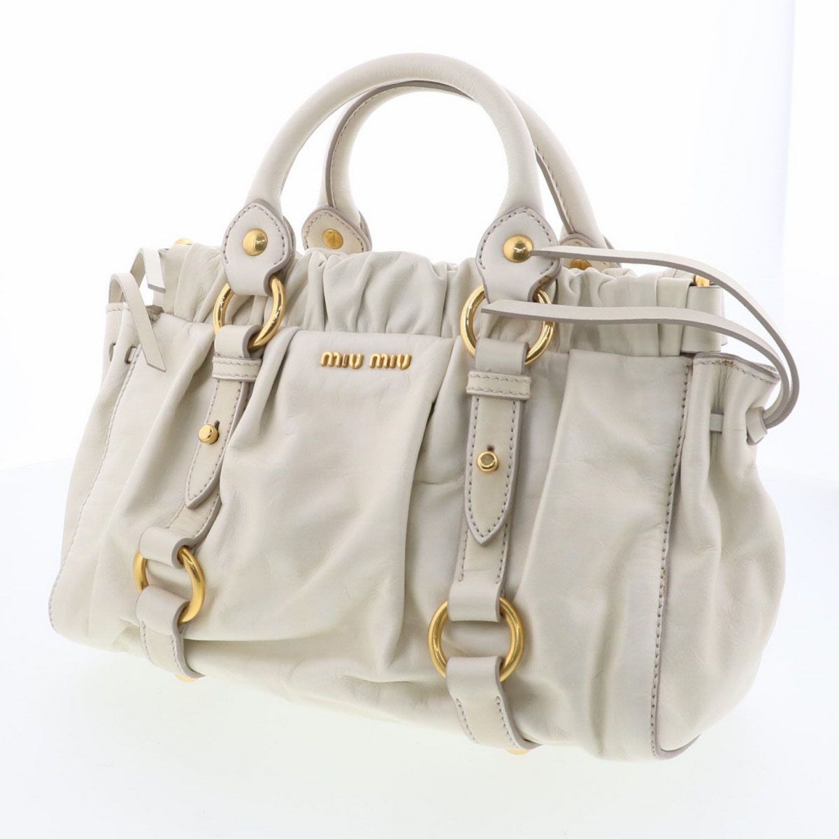 Miu Miu ミュウ ミュウ 2WAY ハンドバッグ レディース レザー ホワイト