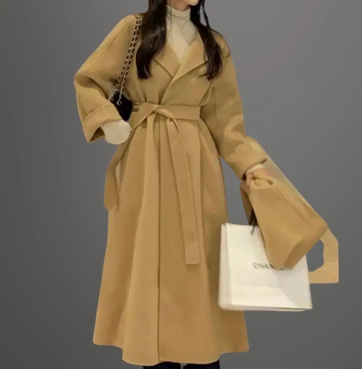 ロングコート + スカーフ セット (free) (2 COLOR)