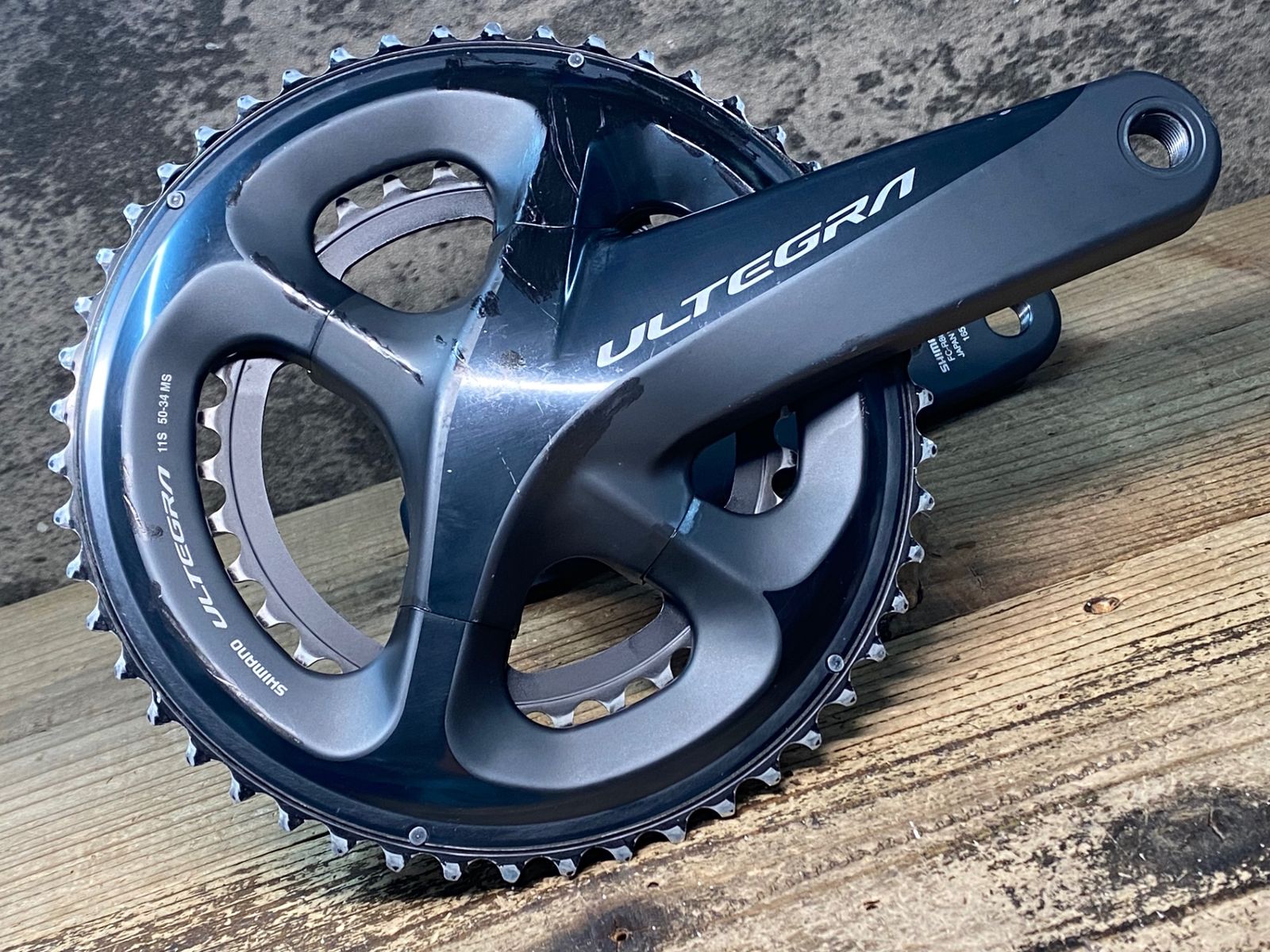 JO 125 シマノ SHIMANO アルテグラ ULTEGRA FC R 8000 クランクセット 165 mm 50 34 T 11 S リコール点検済み 表面へこみ タッチアップ跡あり
