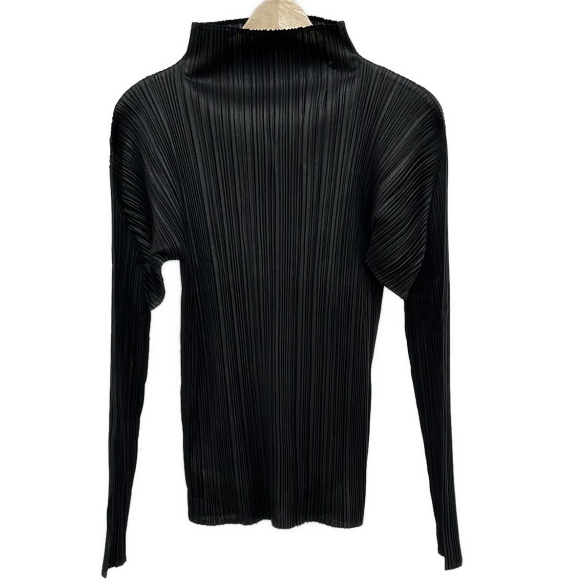 【PLEATS PLEASE】 ハイネックプリーツ長袖カットソー ブラック L PLEATS PLEASE(プリーツプリーズ) 長袖カットソー サイズ3 L