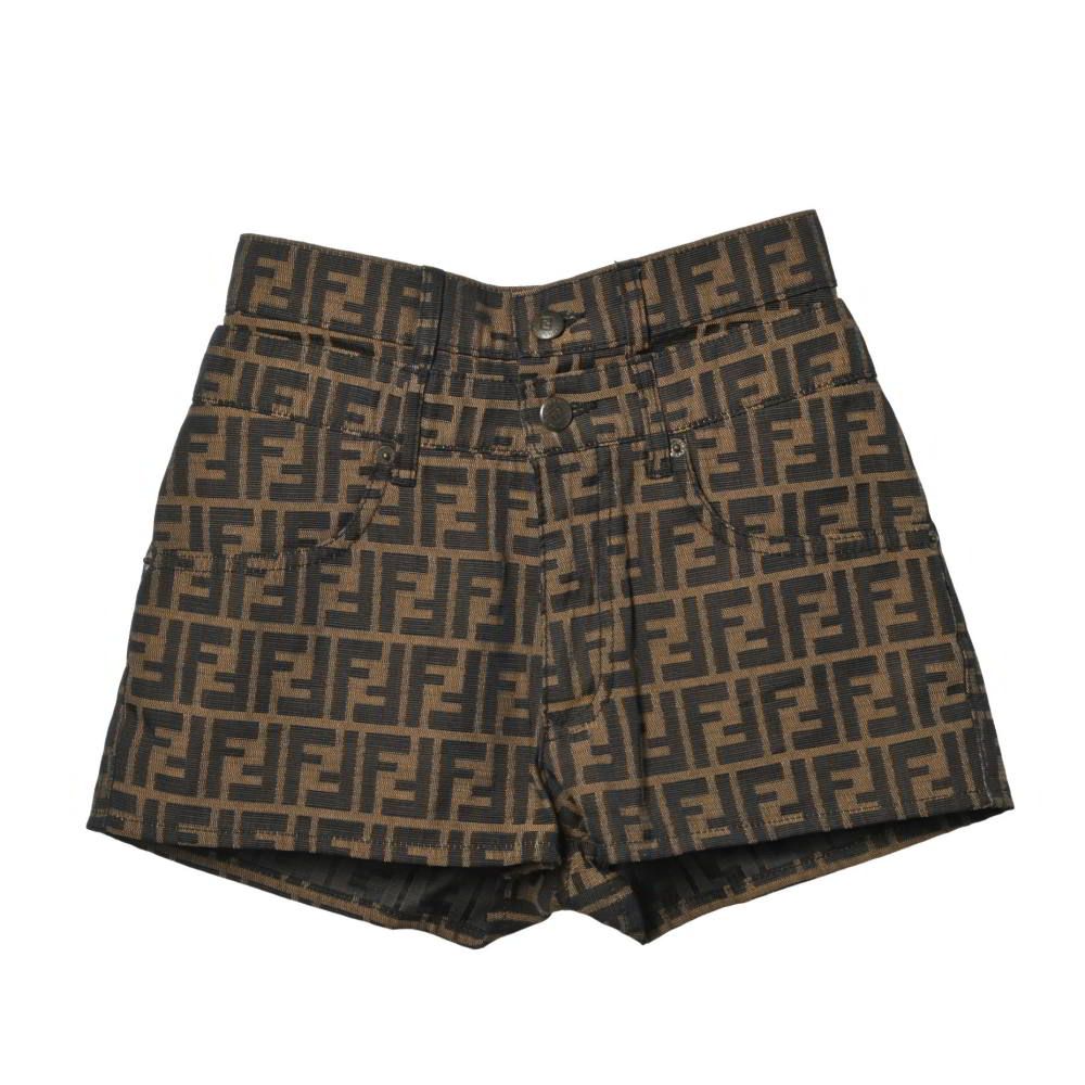 FENDI ズッカ柄 ダブルウエスト ディテール ショートパンツ
