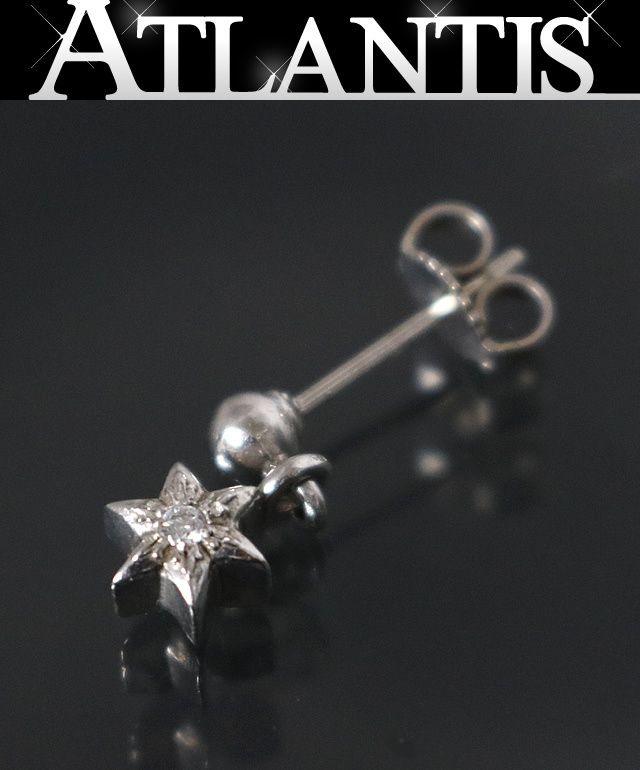 CHROME HEARTS クロムハーツ 両面ダイヤ タイニースター ドロップピアス メンズ 18 WG ホワイトゴールド 101066