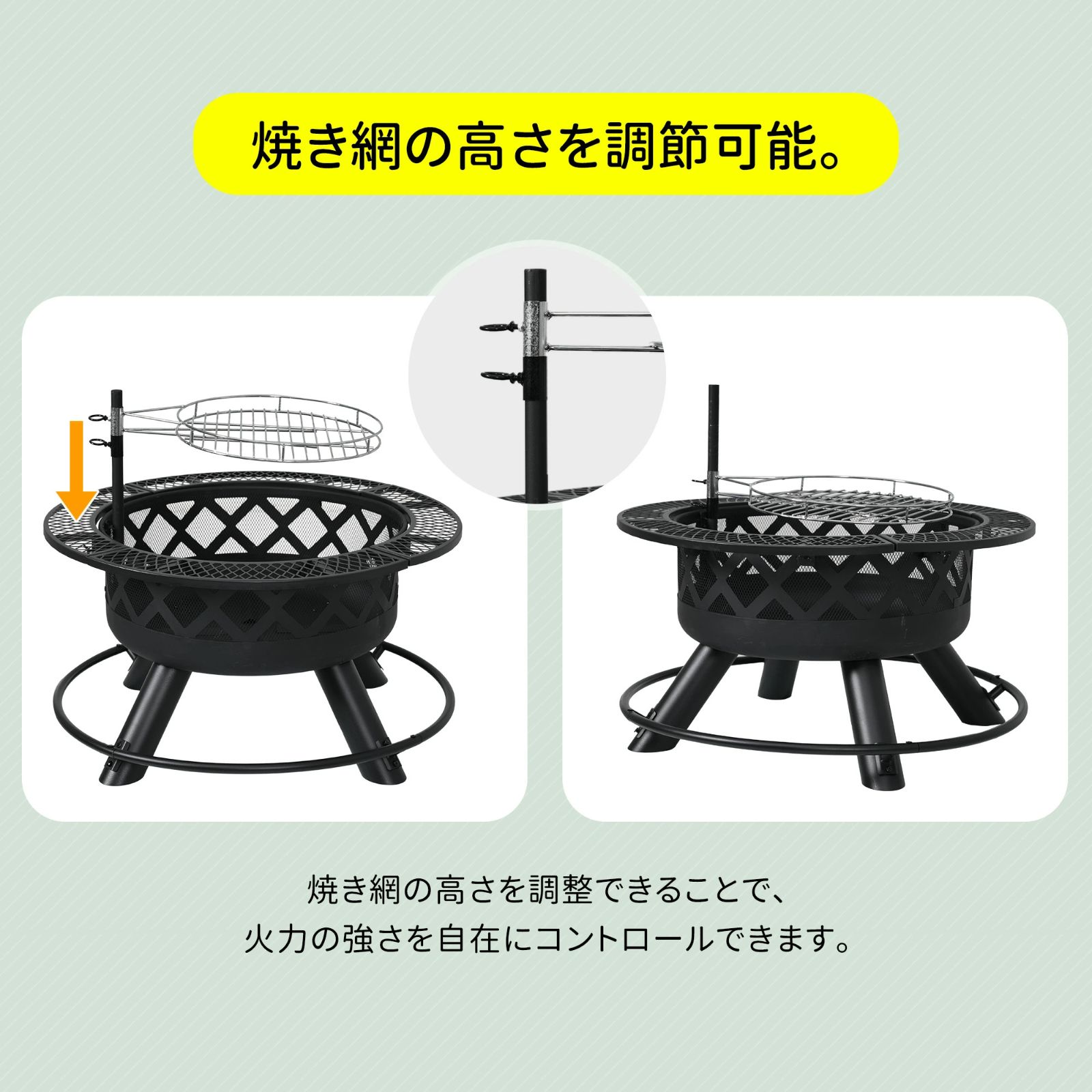  屋外ファイヤーピット 焚き火台 BBQコンロ BLACK バーベキューコンロ バーベキュー 調理用品