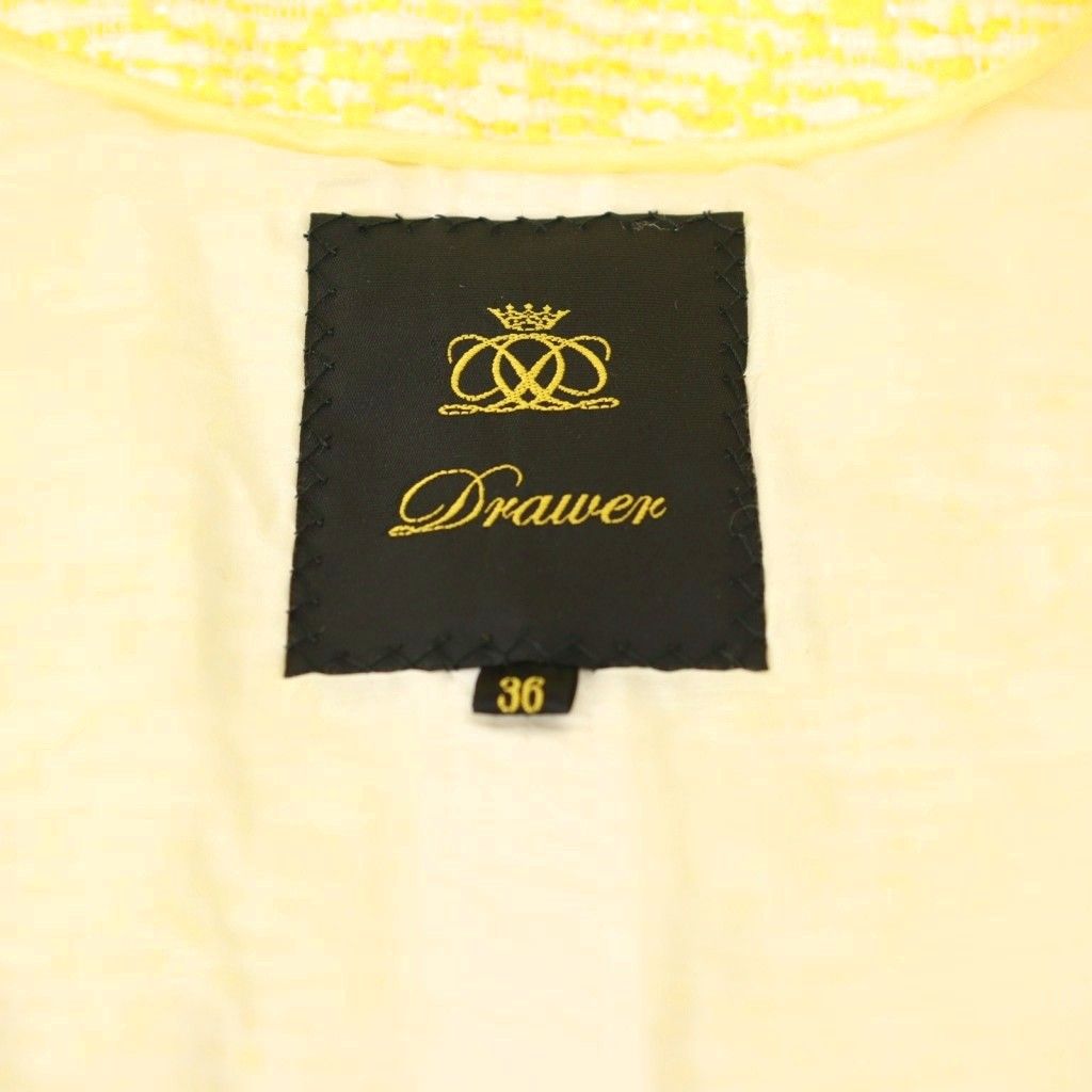 ドゥロワー Drawer ノーカラージャケット ツイードジャケット 36