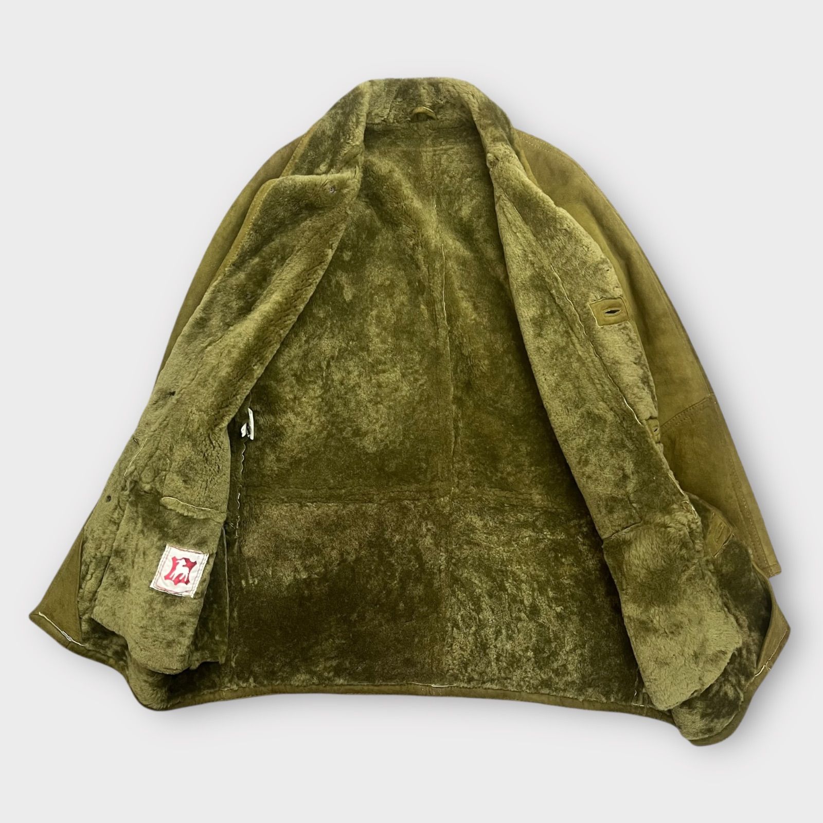 東欧商会 ブルガリア製 ラムスキンムートンコート グリーン オリーブ