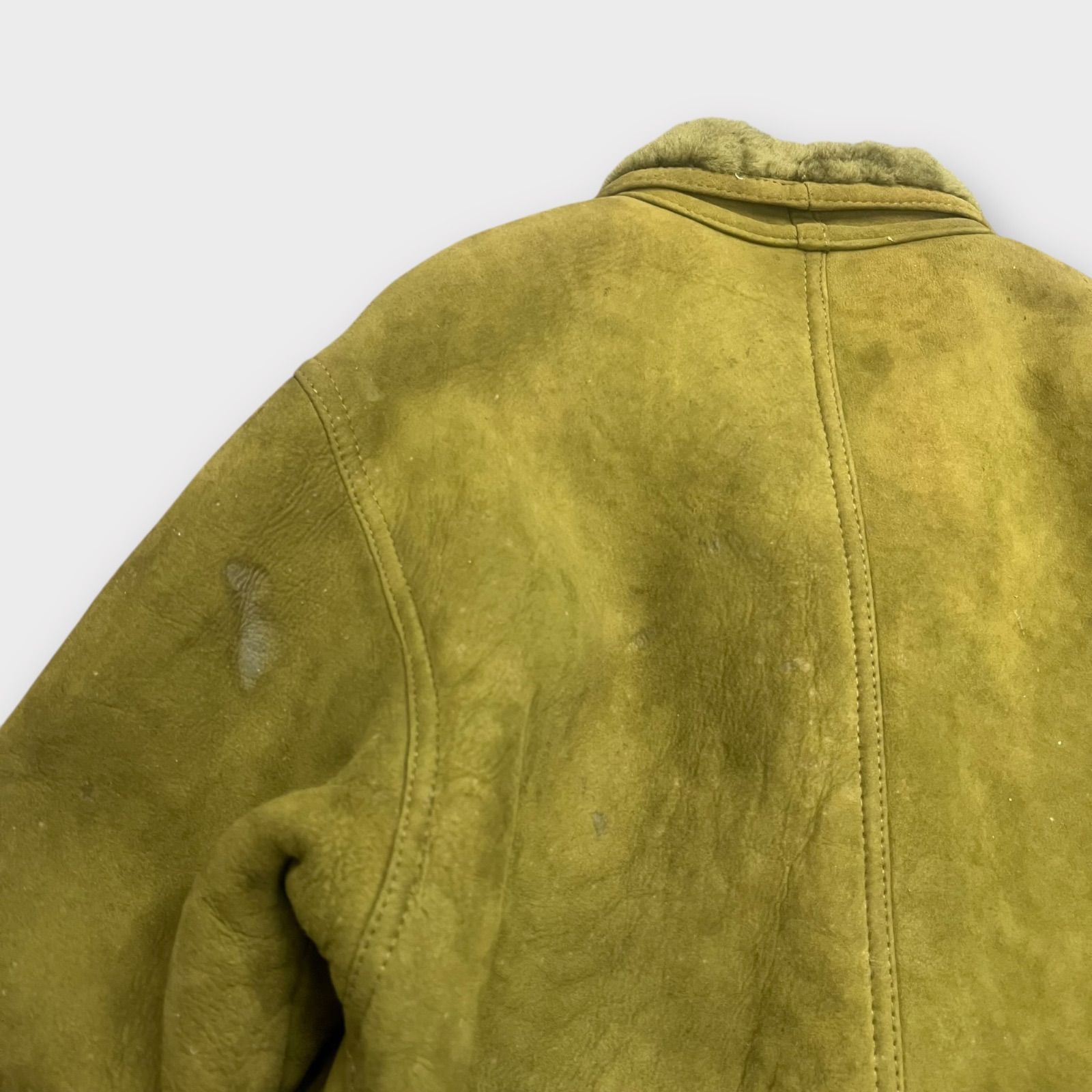 東欧商会 ブルガリア製 ラムスキンムートンコート グリーン オリーブ
