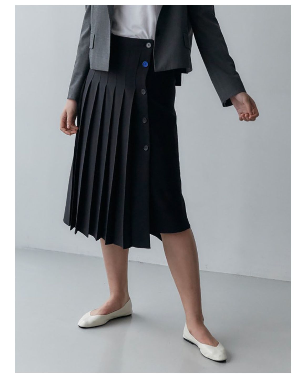 レディースKUHO PLUS アシンメトリー プリーツ ラップ スカート