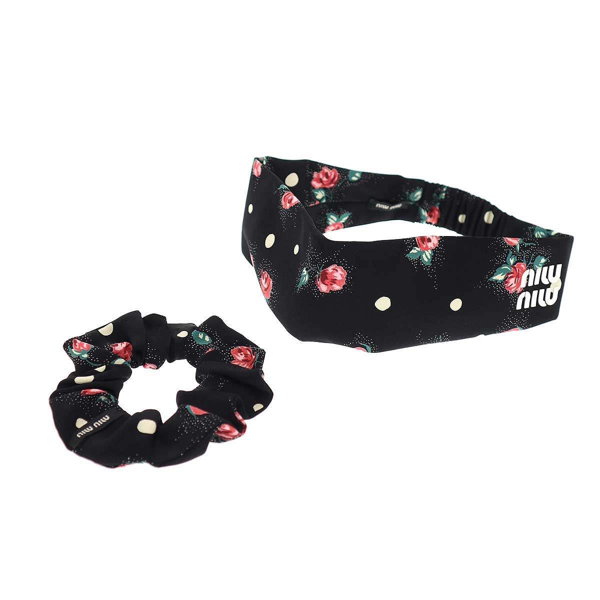 miu miu ミュウミュウ シルクヘアバンドセット 5IF205 ブラック