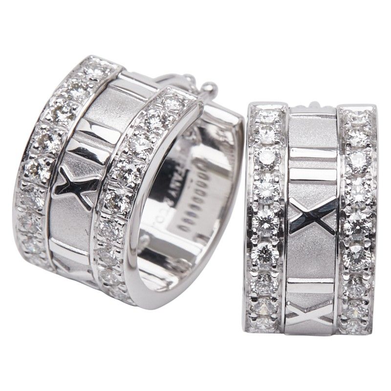 ティファニー アトラス ダイヤ フープ K18WG ホワイトゴールド