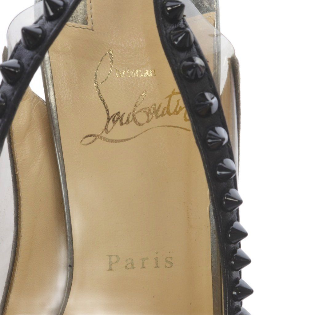 【美品】クリスチャンルブタン パンプス ピンヒール スタッズ シルバー 38 クリスチャンルブタン Christian louboutin パンプス ピンヒール
