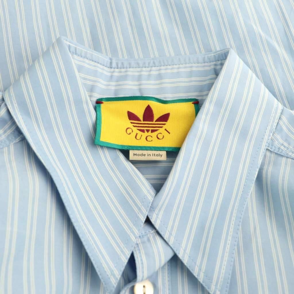 グッチ GUCCI ×アディダス ADIDAS ストライプシャツ ステンカラー ロゴ