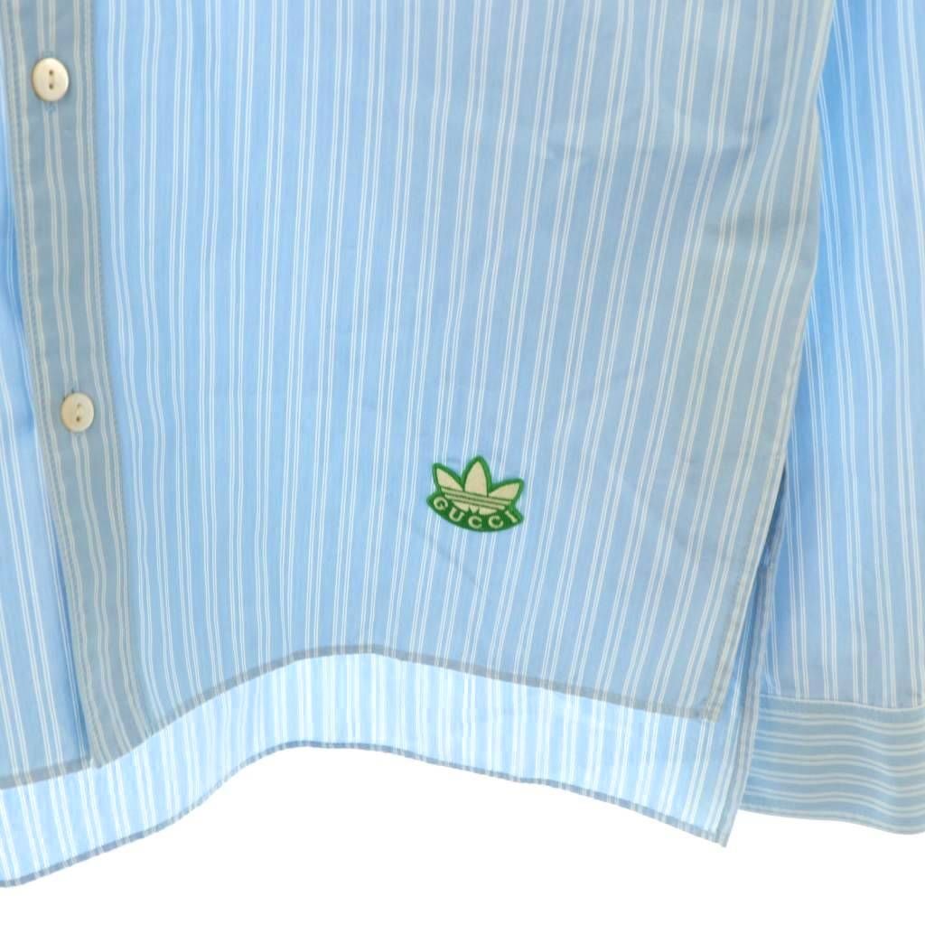 グッチ GUCCI ×アディダス ADIDAS ストライプシャツ ステンカラー ロゴ