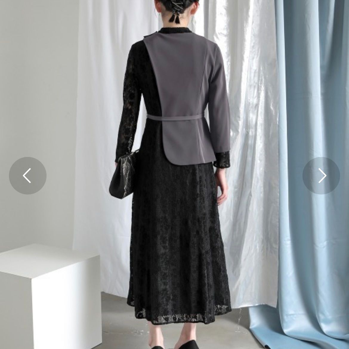 美品 Callarus カラルス ニッセン 起毛レース使い アシメジレデザイン